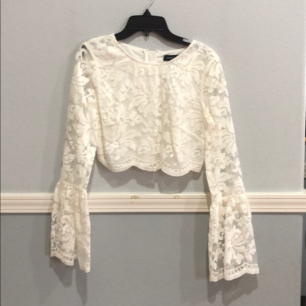 Marciano cropped lace sleeve top